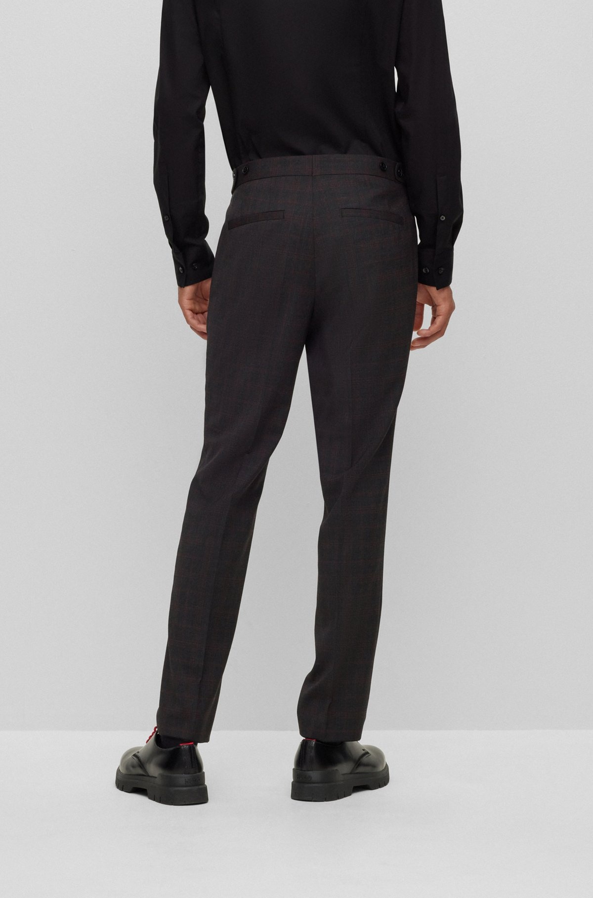 SLIM-FIT THREE-PIECE SUIT IN A CHECKED WOOL BLEND - 8