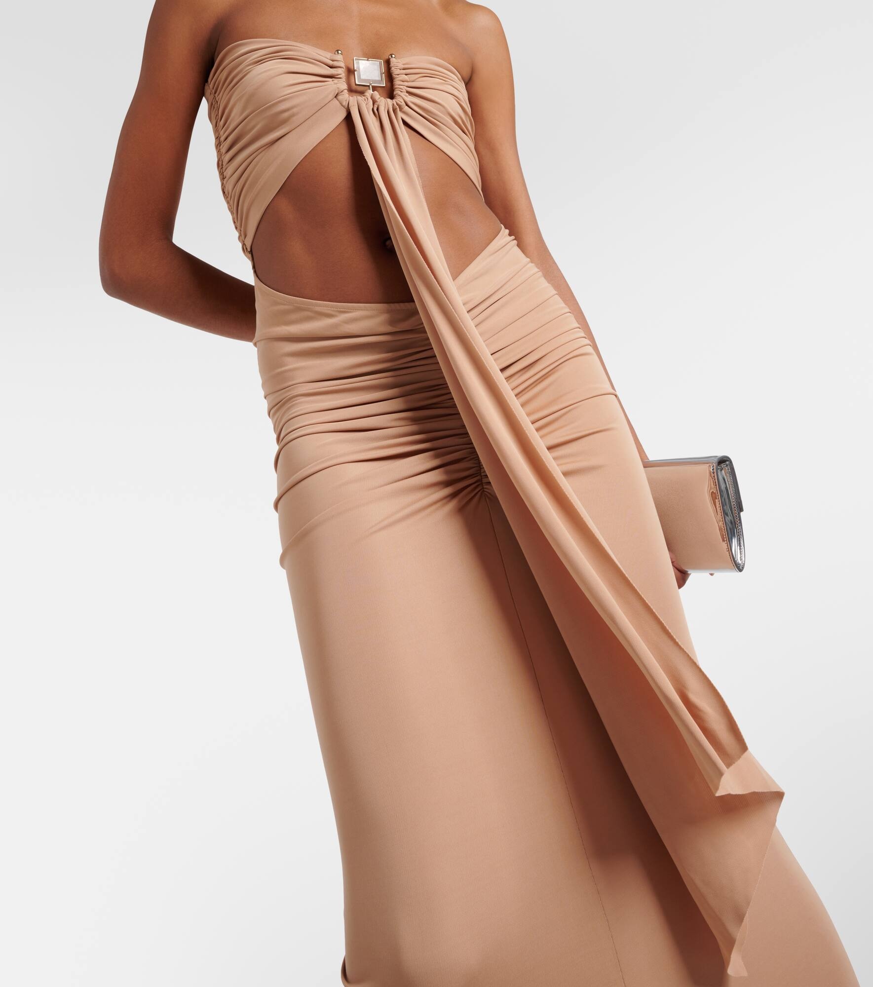 Ring-detail ruched cutout maxi dress - 5