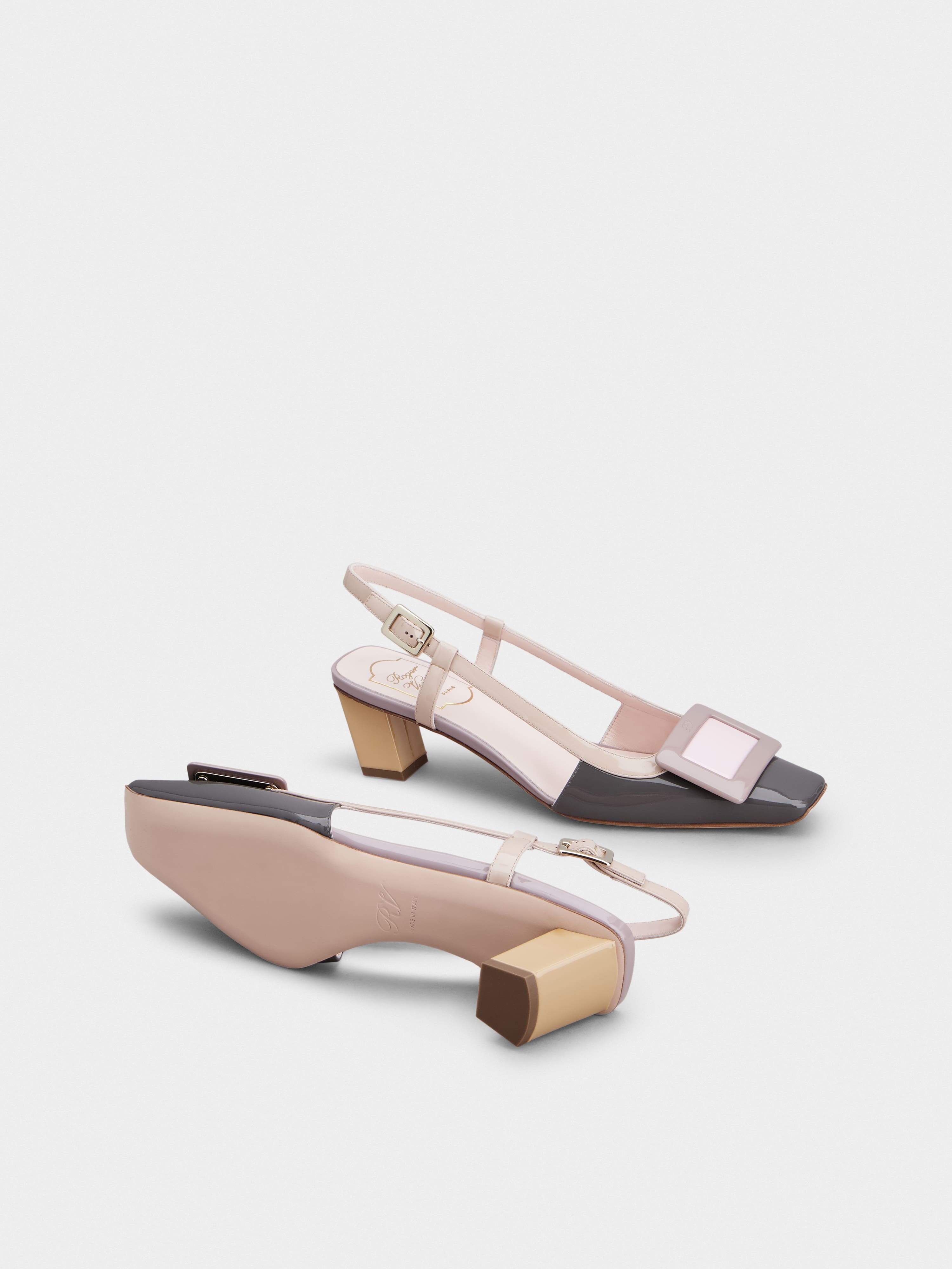 Belle Vivier Covered Buckle Slingback Pumps in Patent Leather - 6