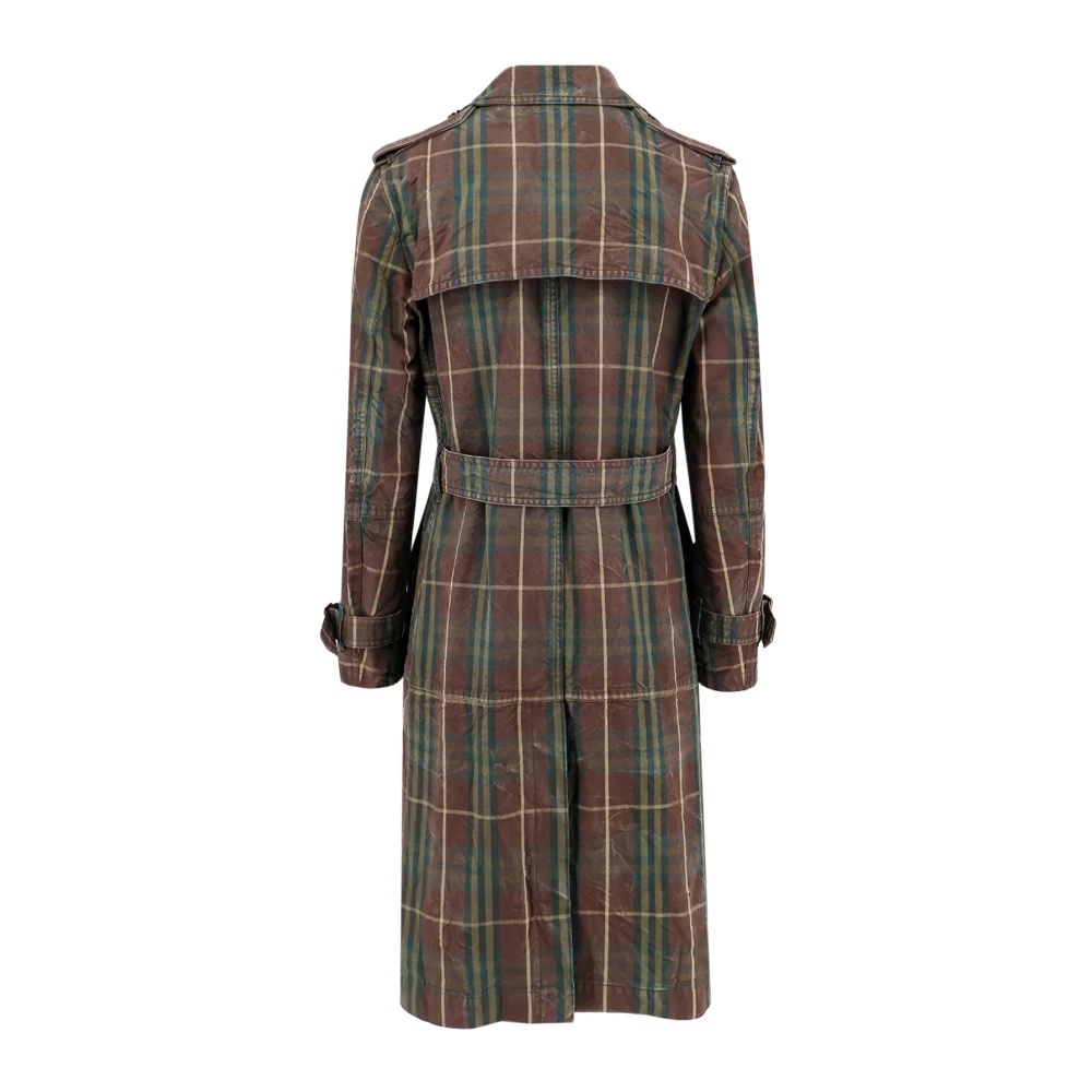 CHECK MOTIF COTTON TRENCH COAT - 3