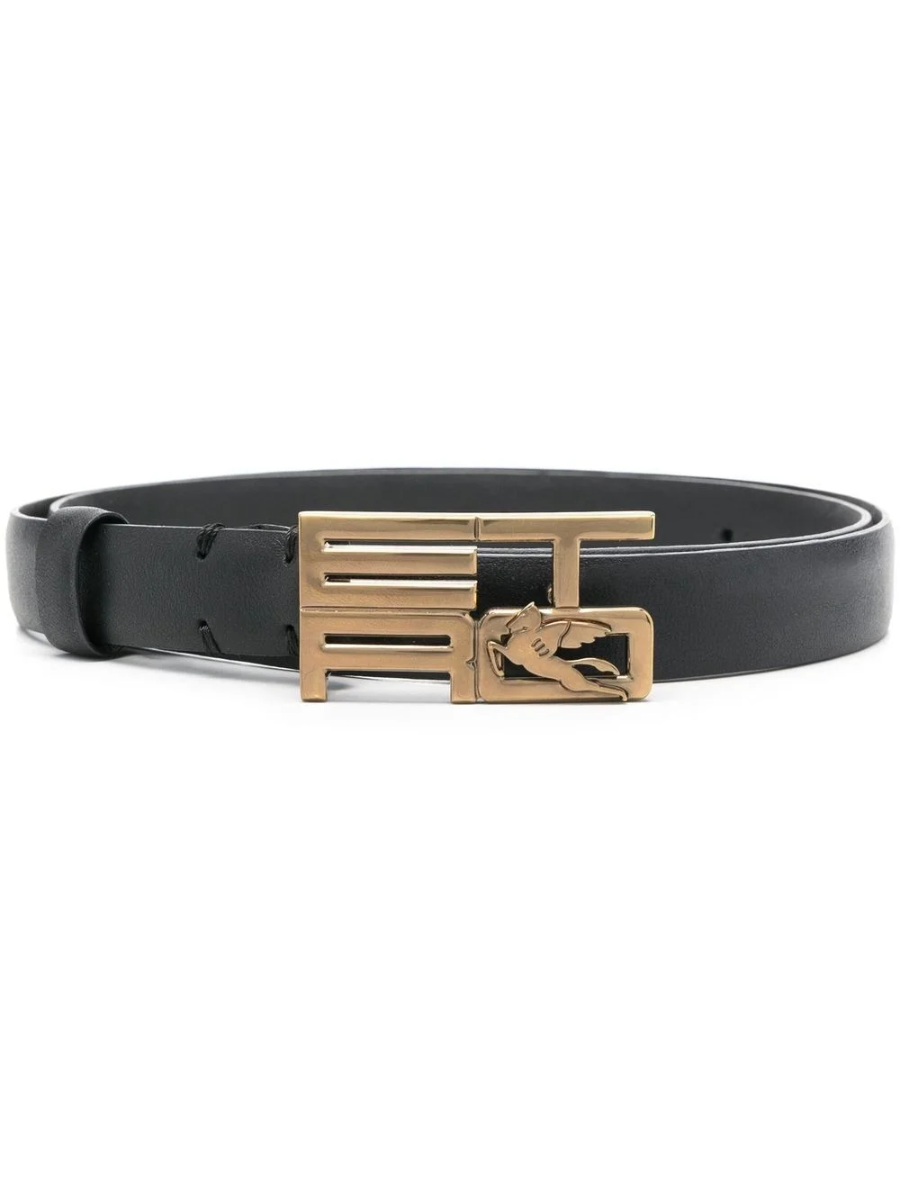 logo-buckle leather belt - 1