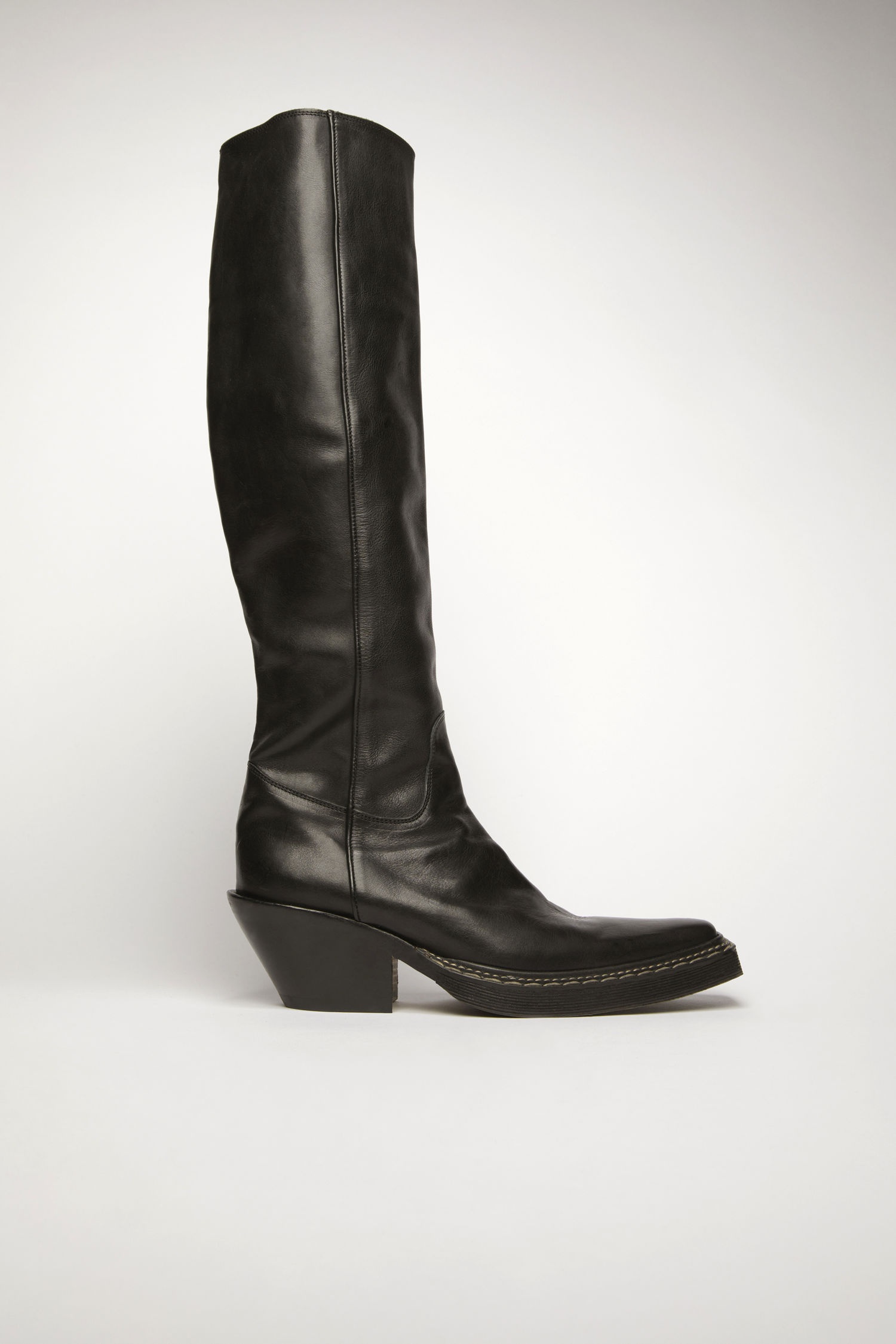 Western leather boots black - 1