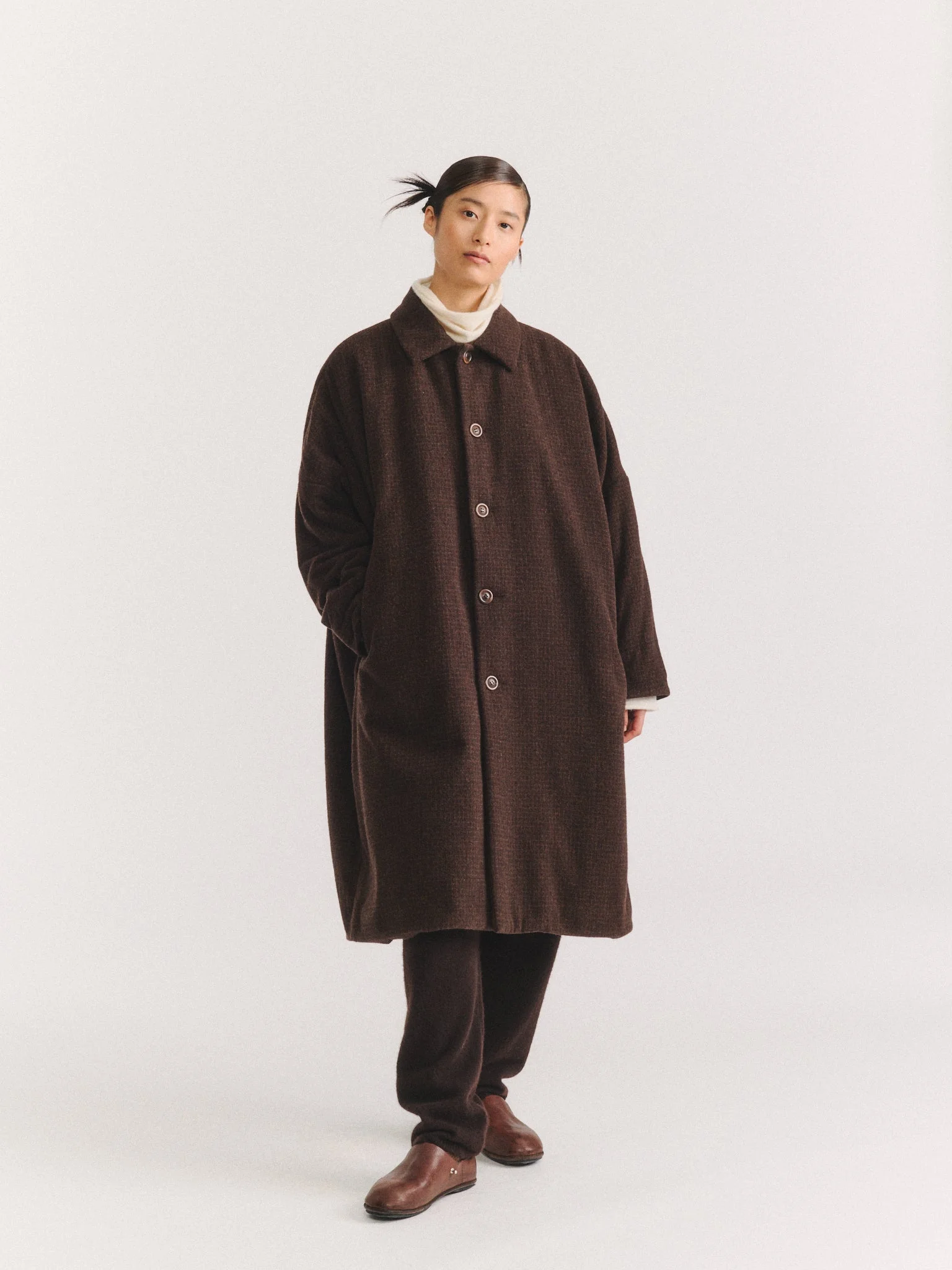 BIG BLOBBY COAT - PIN CHECK - BROWN CHECK - 1