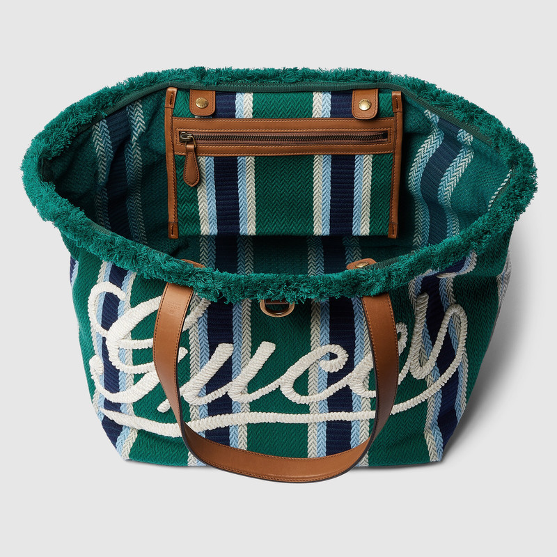 Medium embroidered canvas tote bag 10