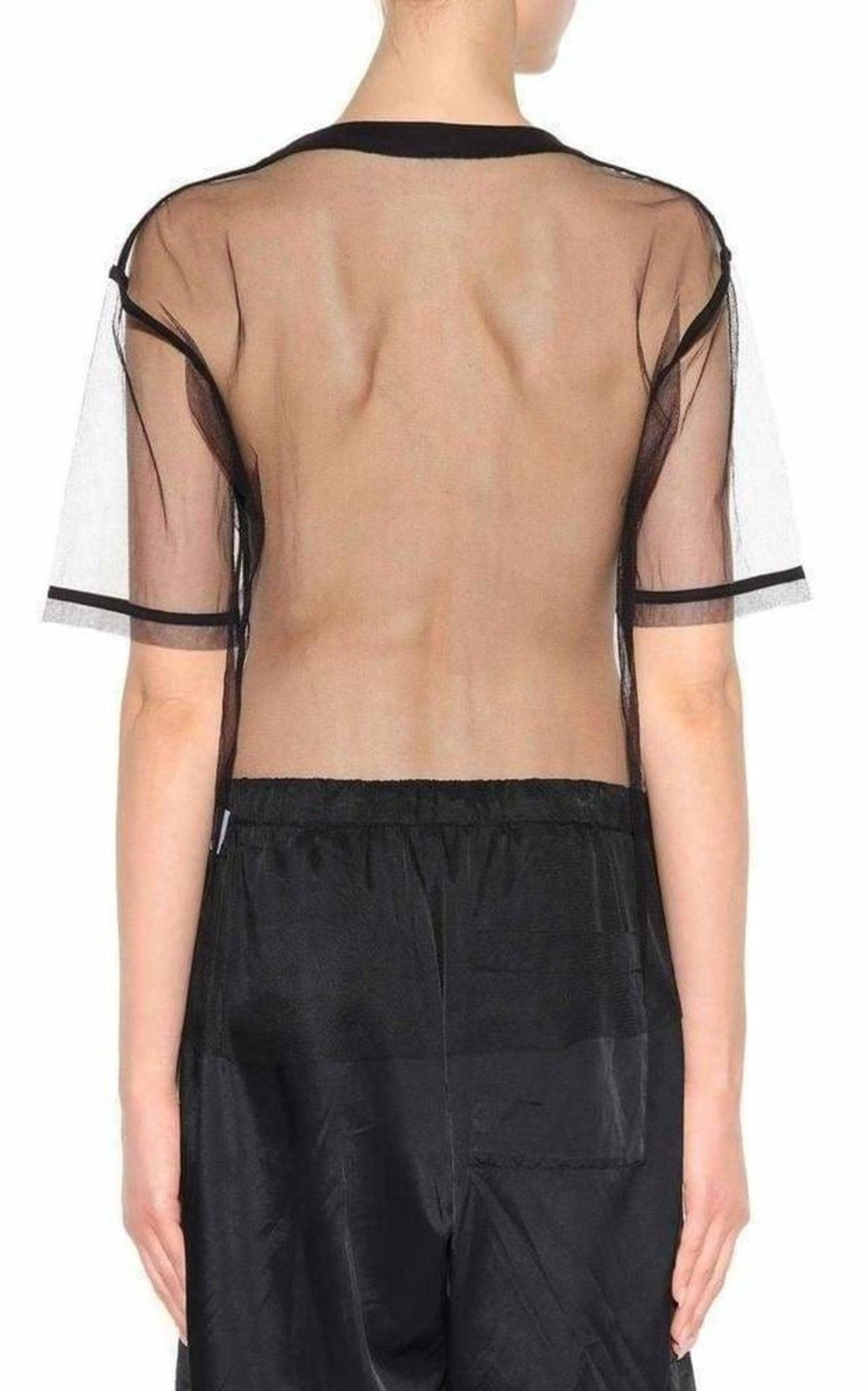 Black Mesh Sheer Shirt - 4