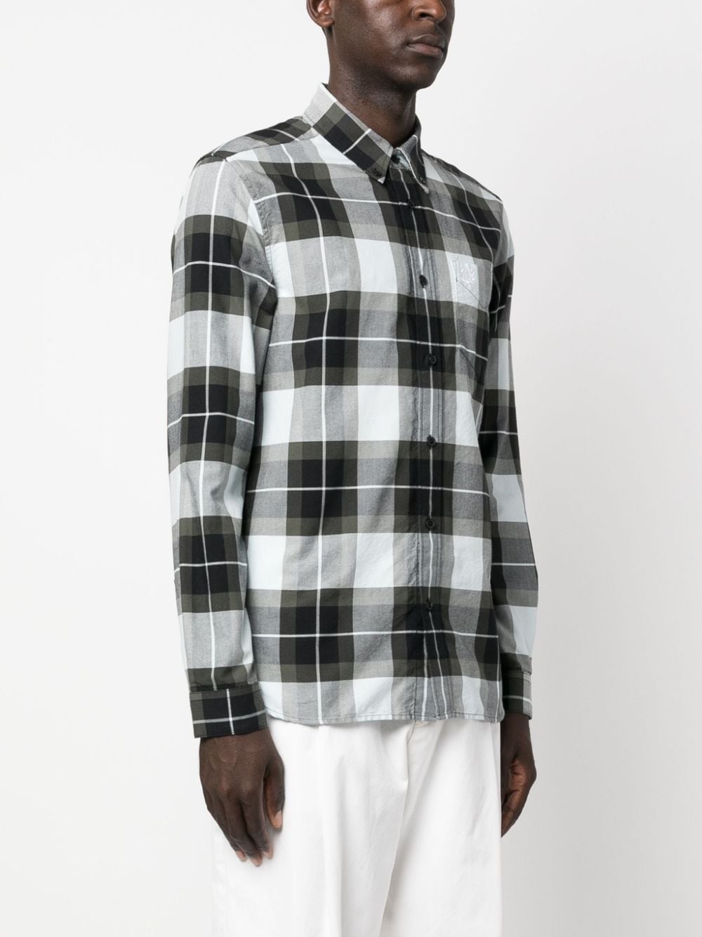 Laurel Wreath-embroidered checkered shirt - 3