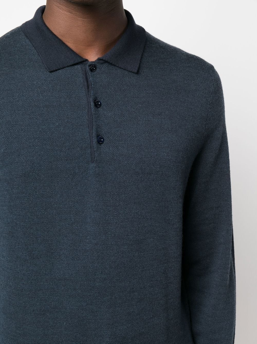 long-sleeve wool polo shirt - 5