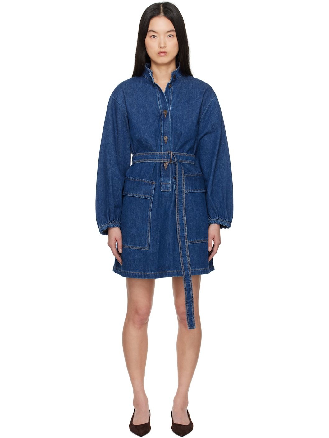 Blue Euro Denim Minidress - 1