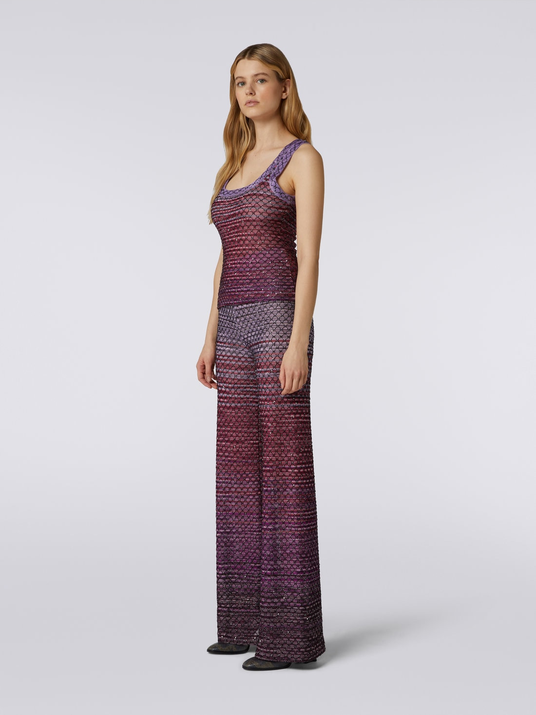 Viscose blend tank top with sequins - 3