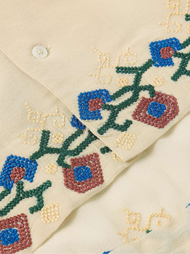 Flowering Liana Embroidered Silk-Crepe Shirt 4