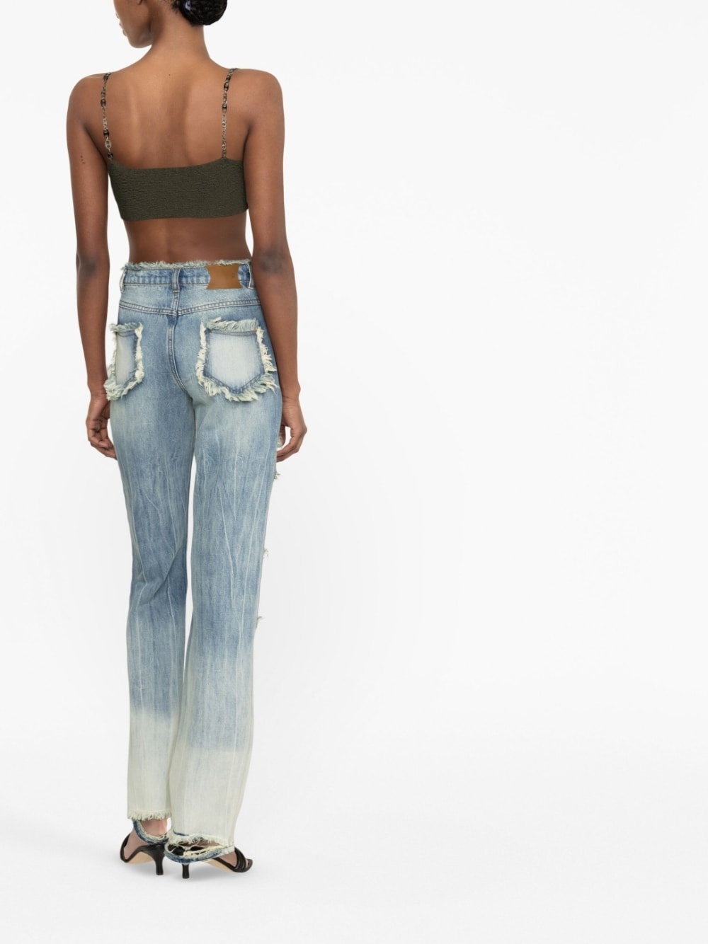 distressed-effect straight-leg jeans - 3