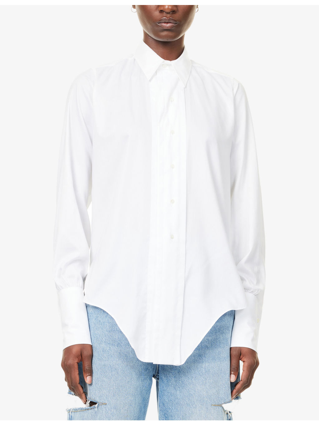 Asymmetric Long-Sleeves Cotton-Poplin Shirt - 3