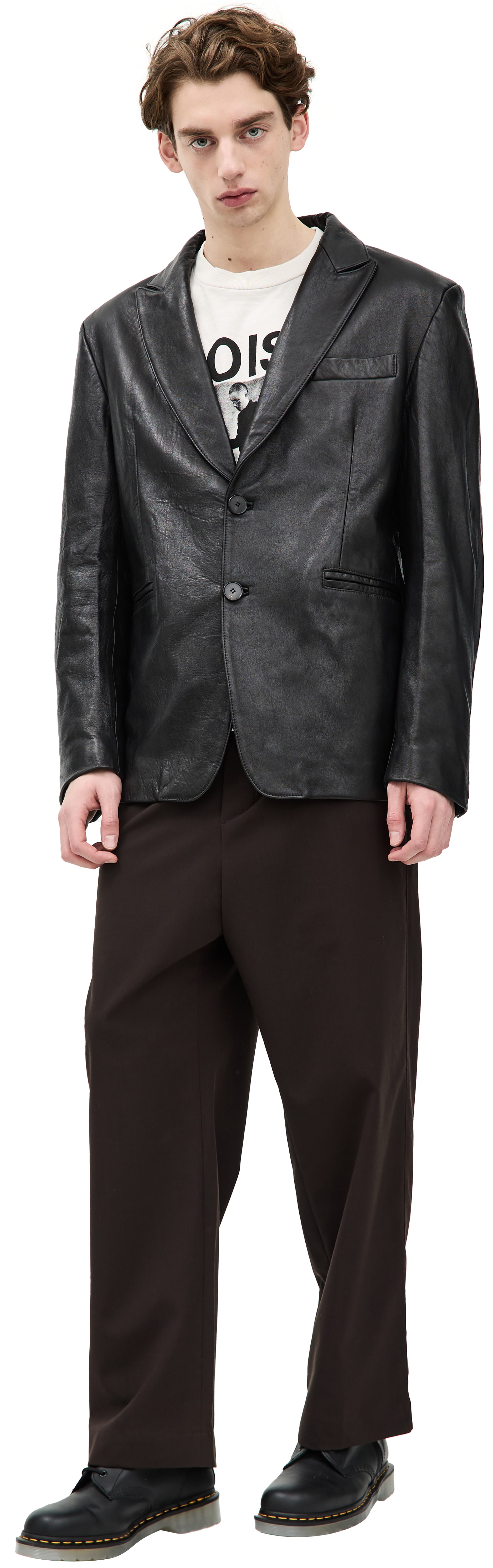 SINGLE-BREASTED LEATHER JACKET - 1