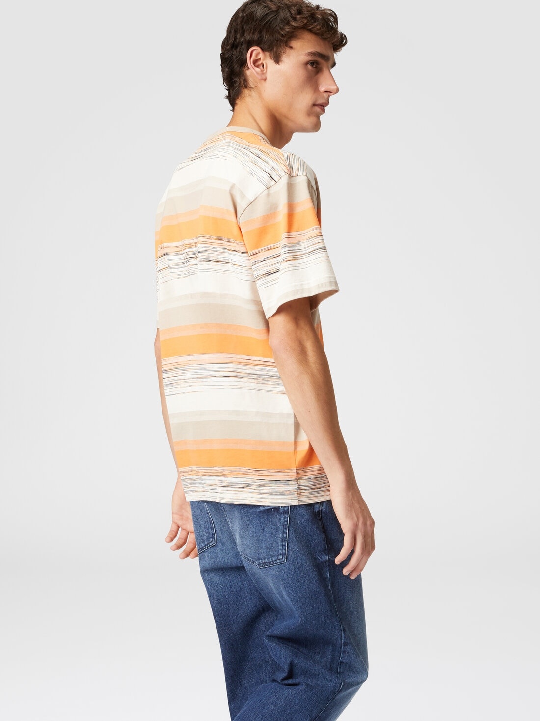 Striped cotton jersey T-shirt with logo - 4