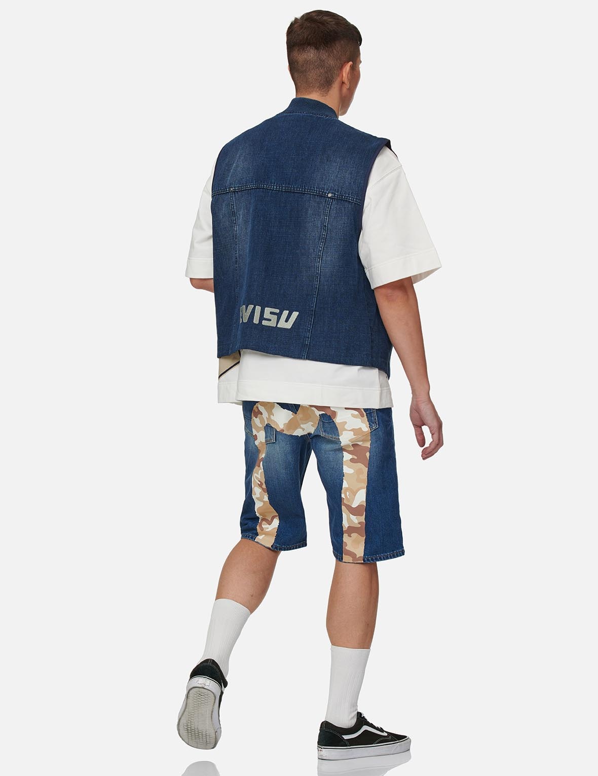 CAMOUFLAGE BRUSHSTROKE DAICOCK DENIM SHORTS - 5