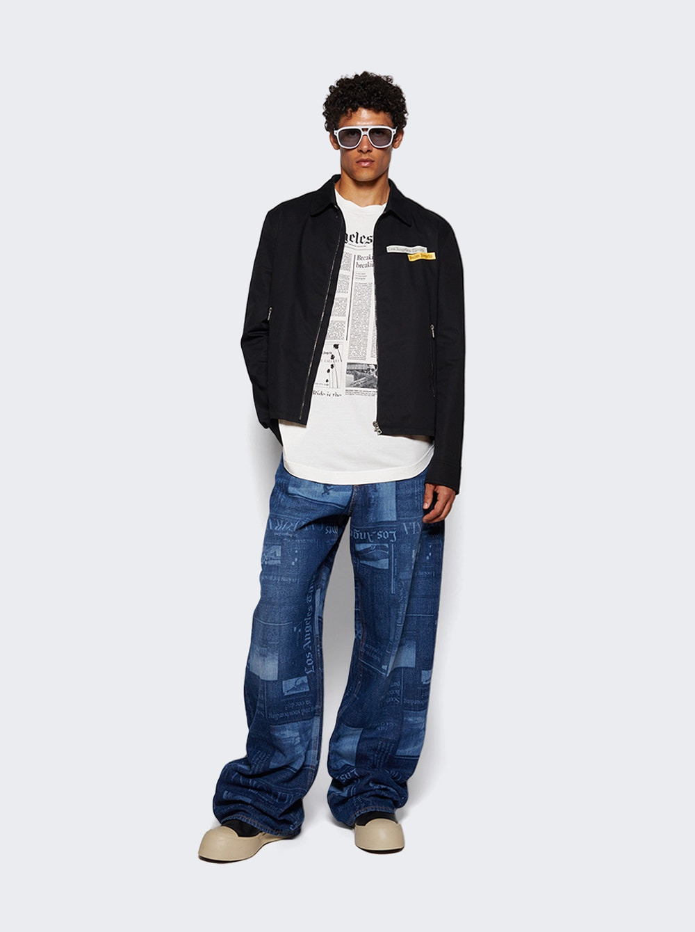 X La Times News Jacket Black - Off White - 5