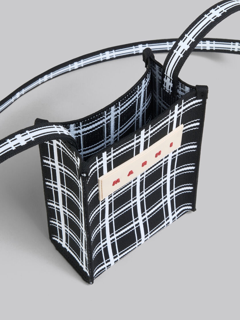 BLACK AND WHITE JACQUARD CHECK MINI SHOULDER BAG - 4