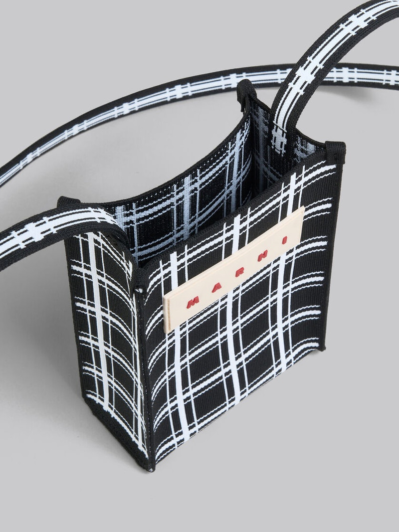 BLACK AND WHITE JACQUARD CHECK MINI SHOULDER BAG 4