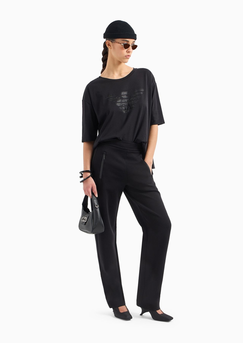 EMPORIO ARMANI Double jersey trousers with heat-sealed zip outlook