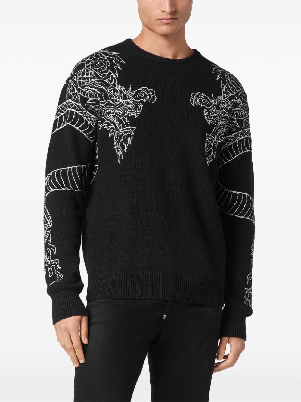 Dragon-embroidered jumper - 3