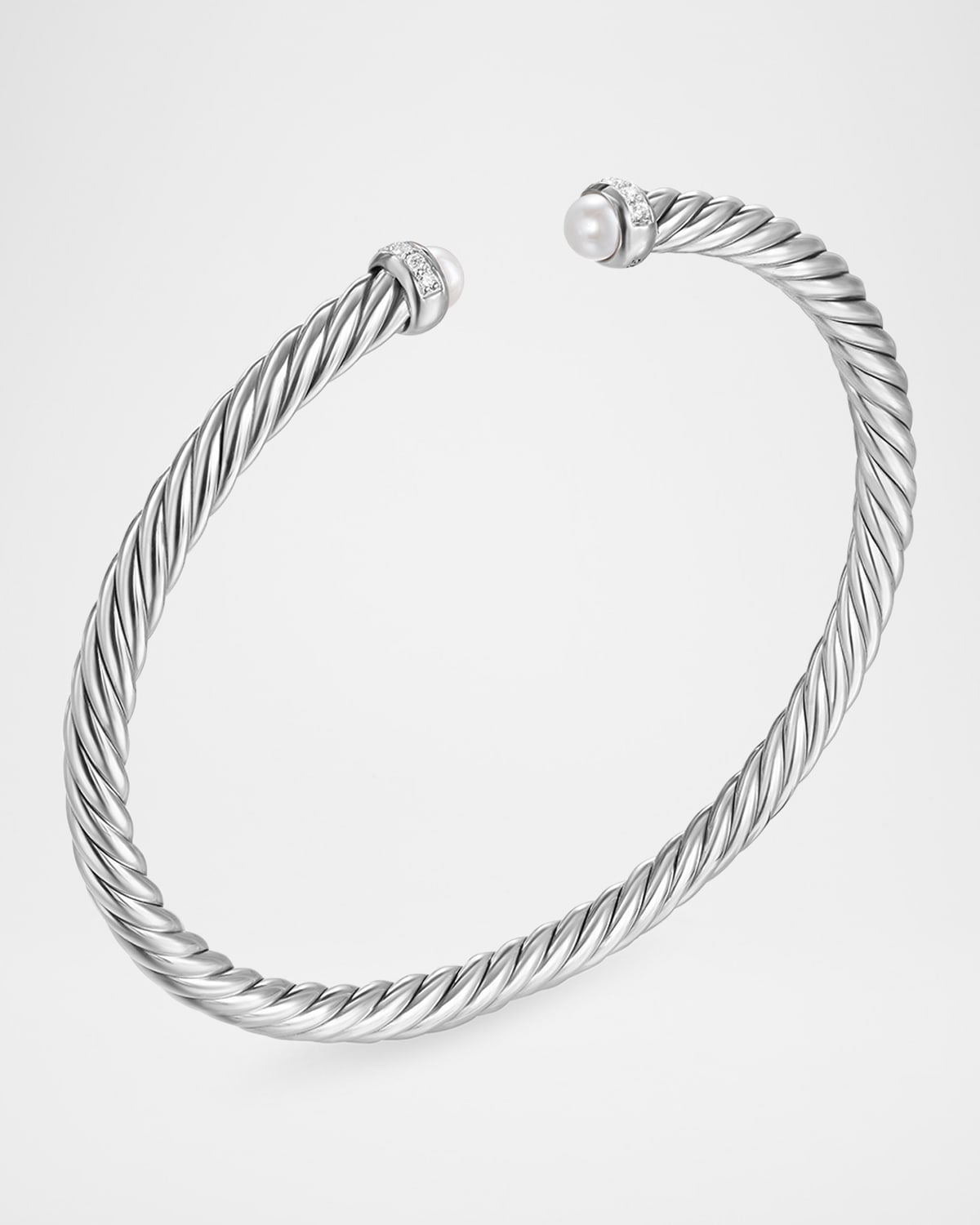 Modern Cable Flex Bracelet with Gemstones and Diamonds in Silver, 4mm - 2