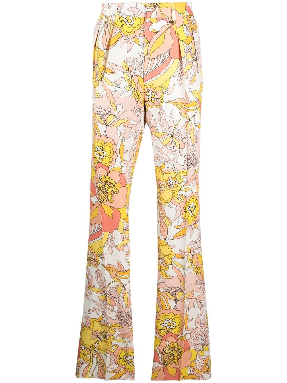 floral-print flared trousers - 1