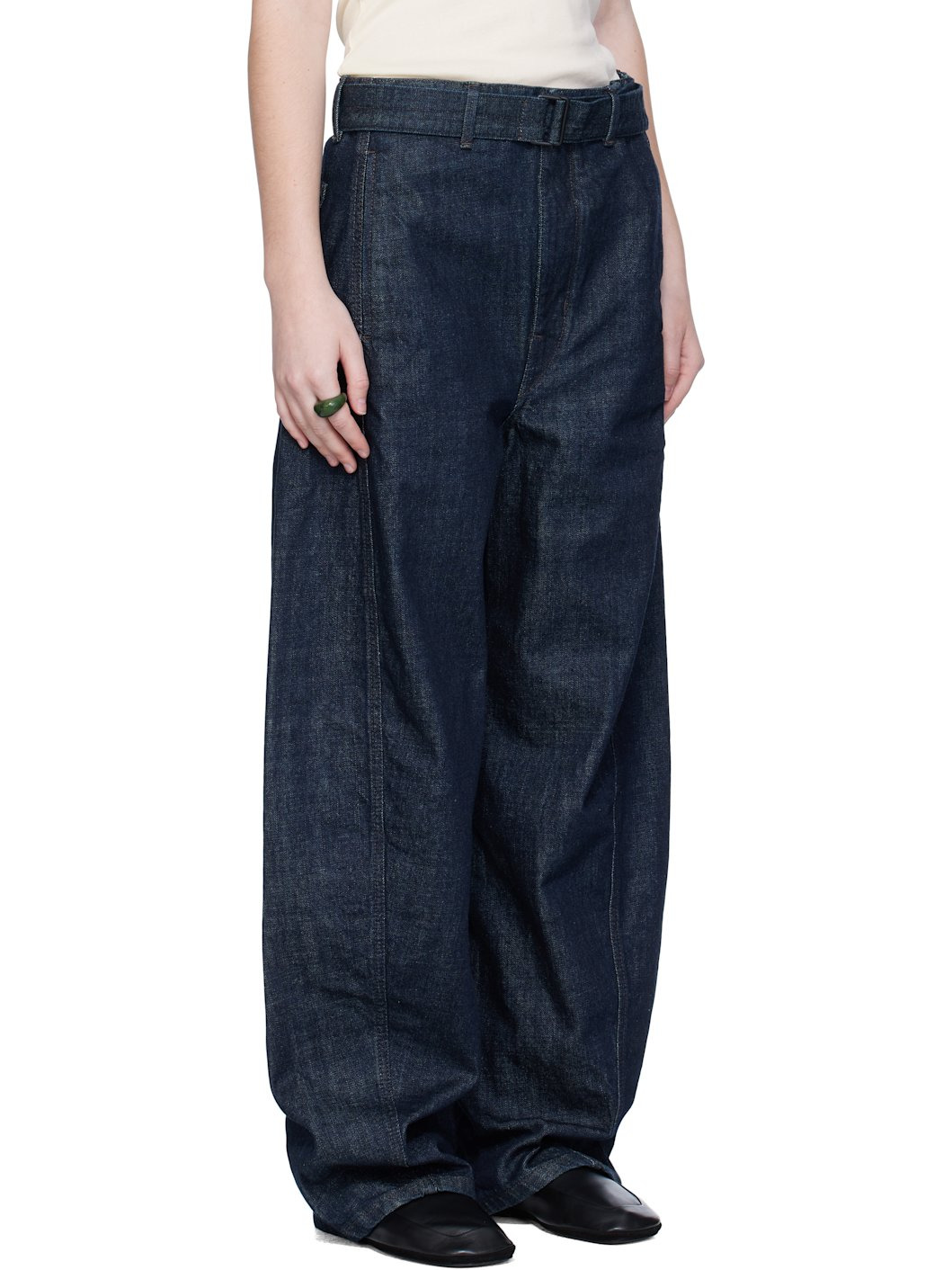 Blue Twisted Belted Jeans - 2