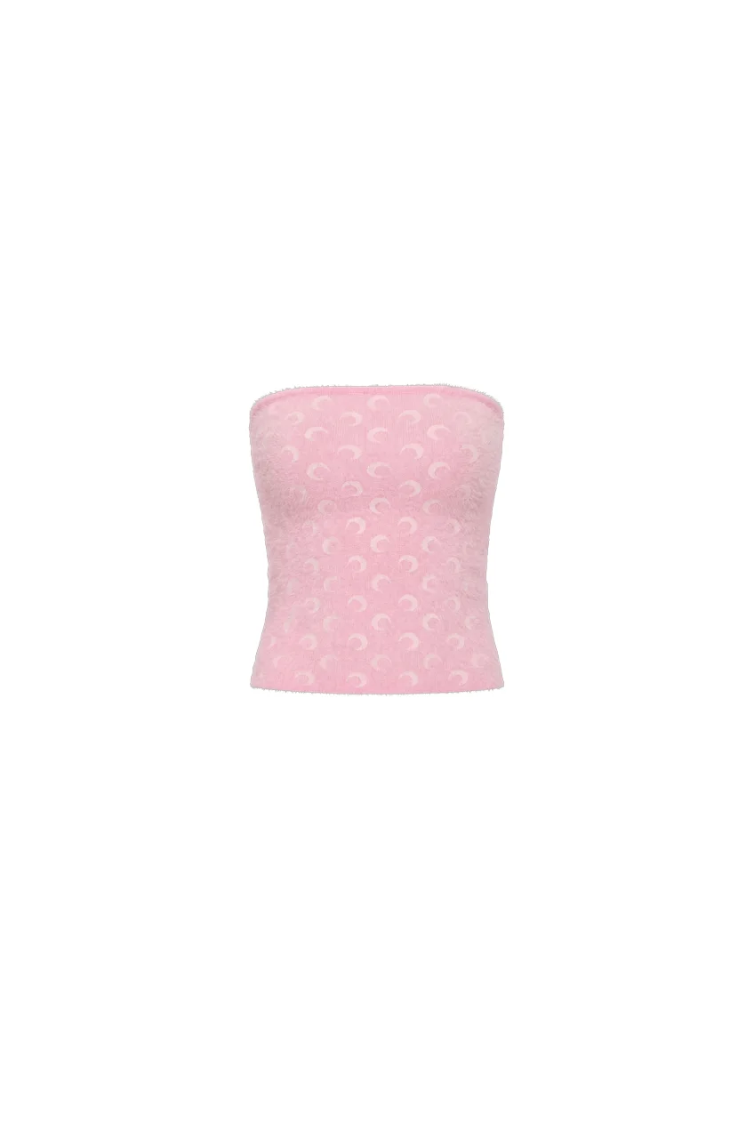 FLUFFY MOON JACQUARD KNIT BUSTIER TOP - 1