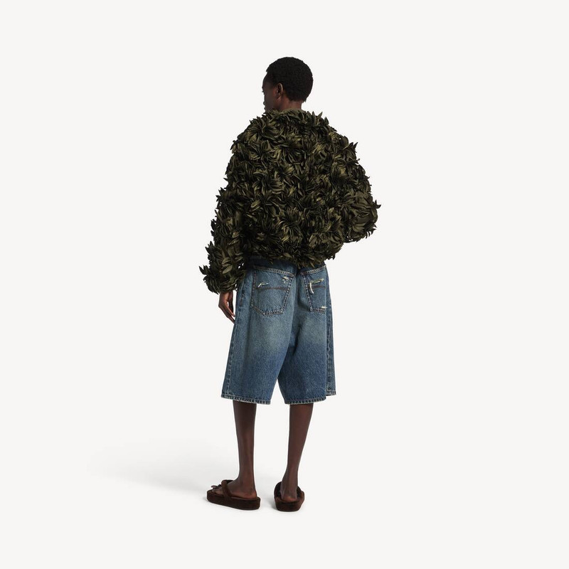Women's Flowers Cocoon Bomber in Khaki 4