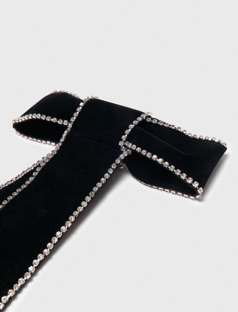 Rhinestone velvet bow barrette 6