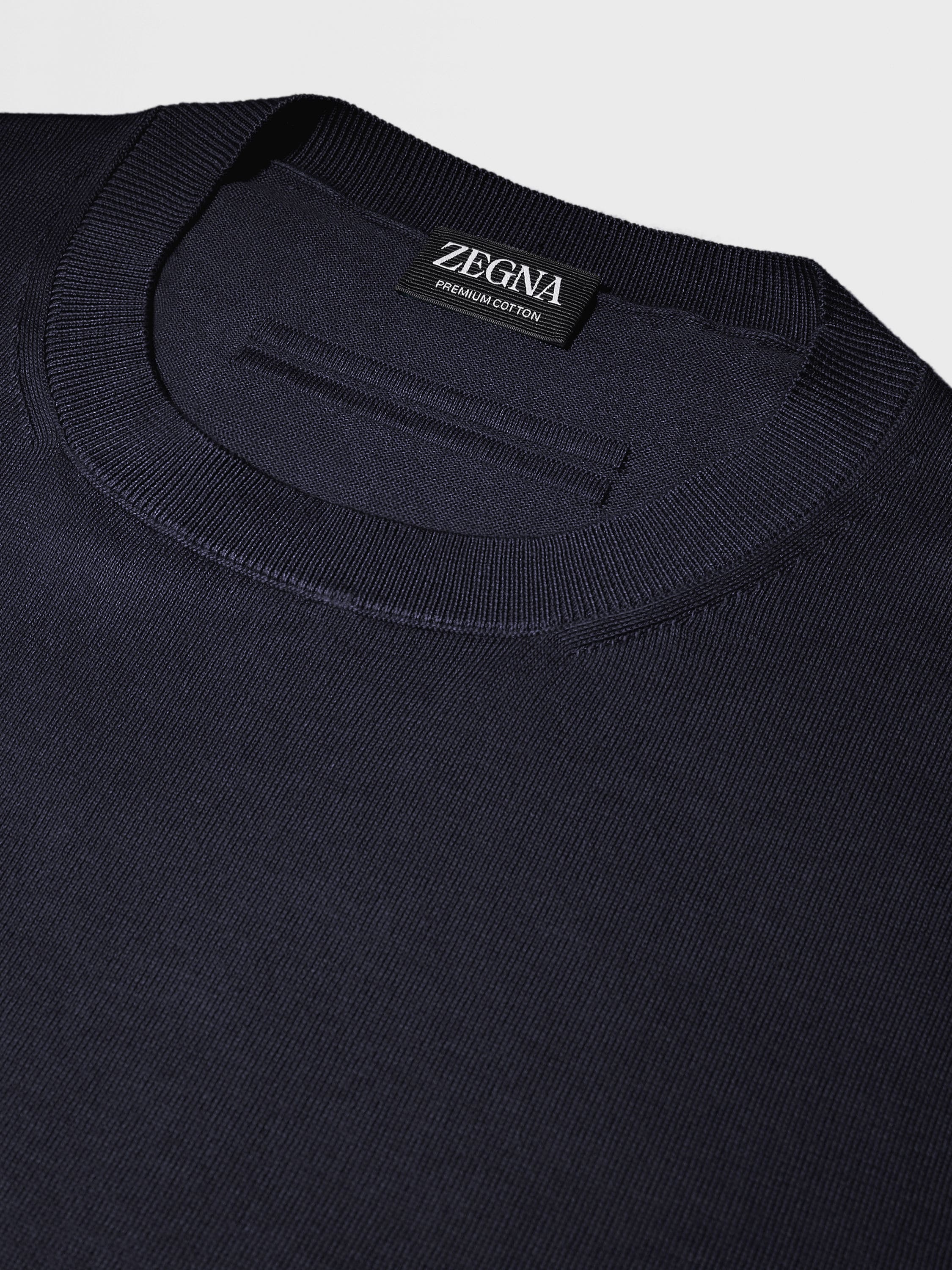 ZEGNA NAVY BLUE PREMIUM COTTON T-SHIRT | REVERSIBLE