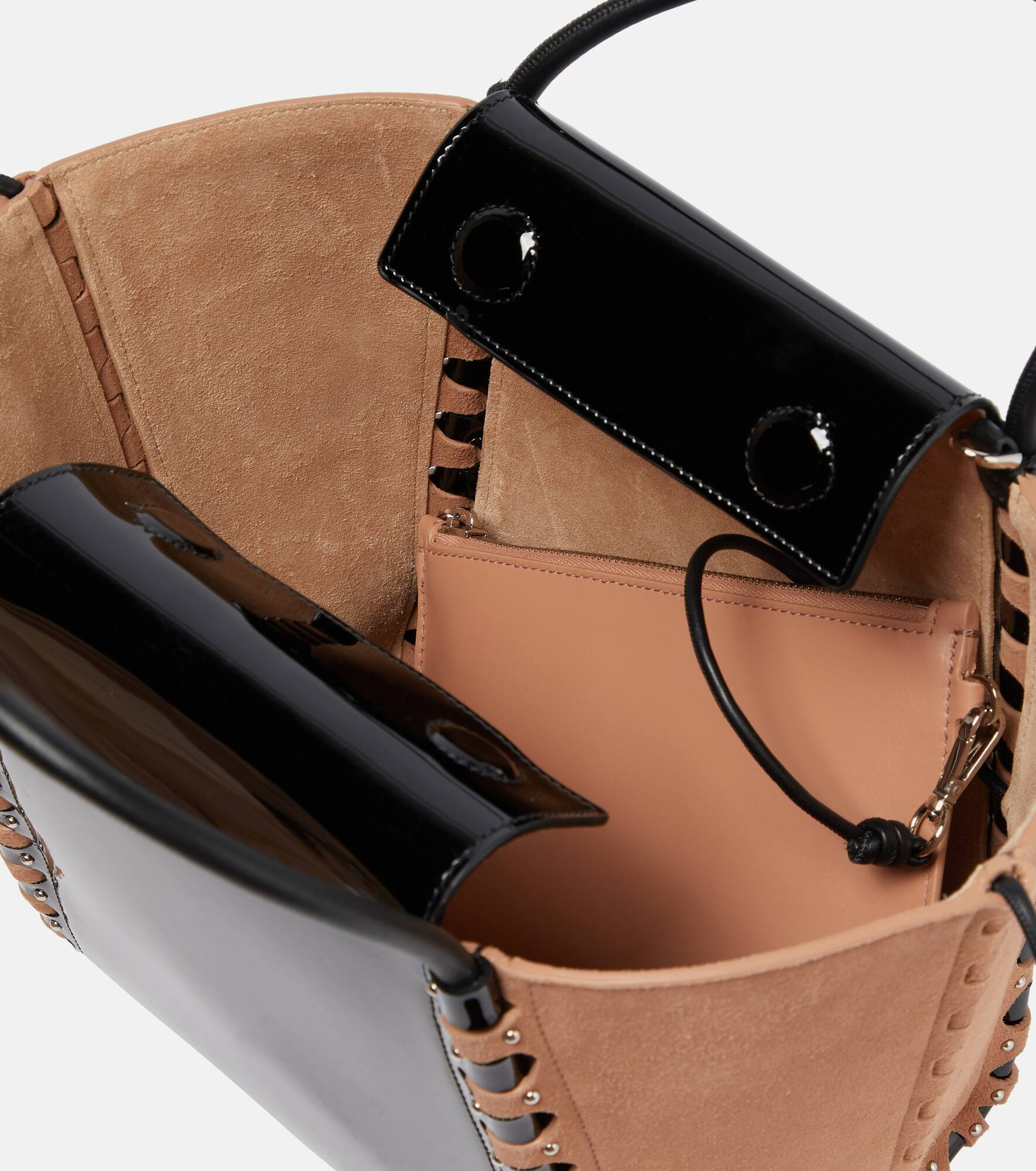 Hinge Medium suede and leather tote - 3