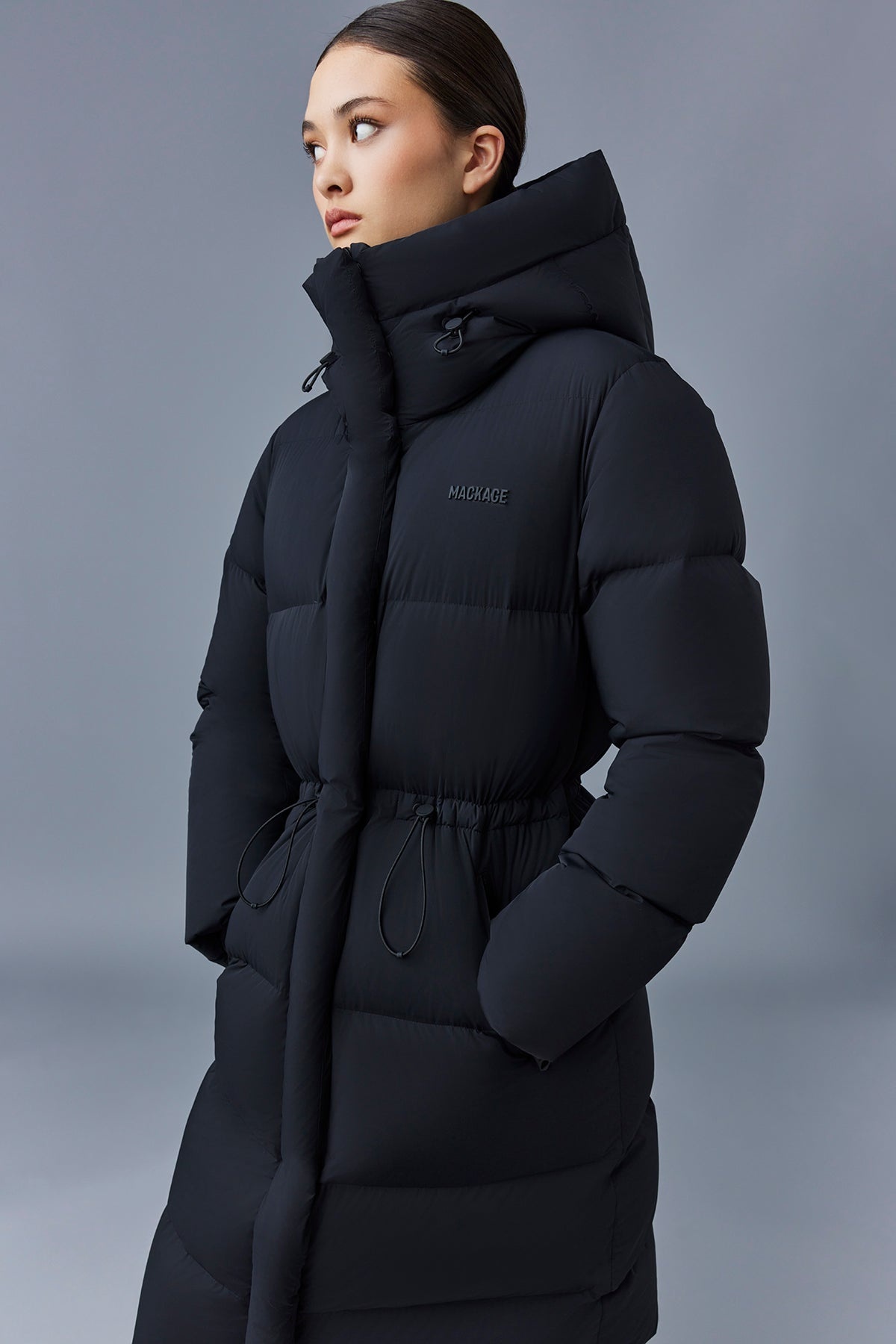 ISHANI-CITY Long down quilted coat with hood - 5