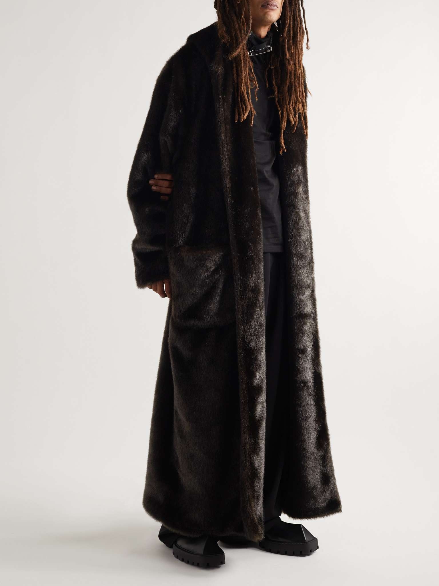 Oversized Faux Fur Hooded Coat - 2