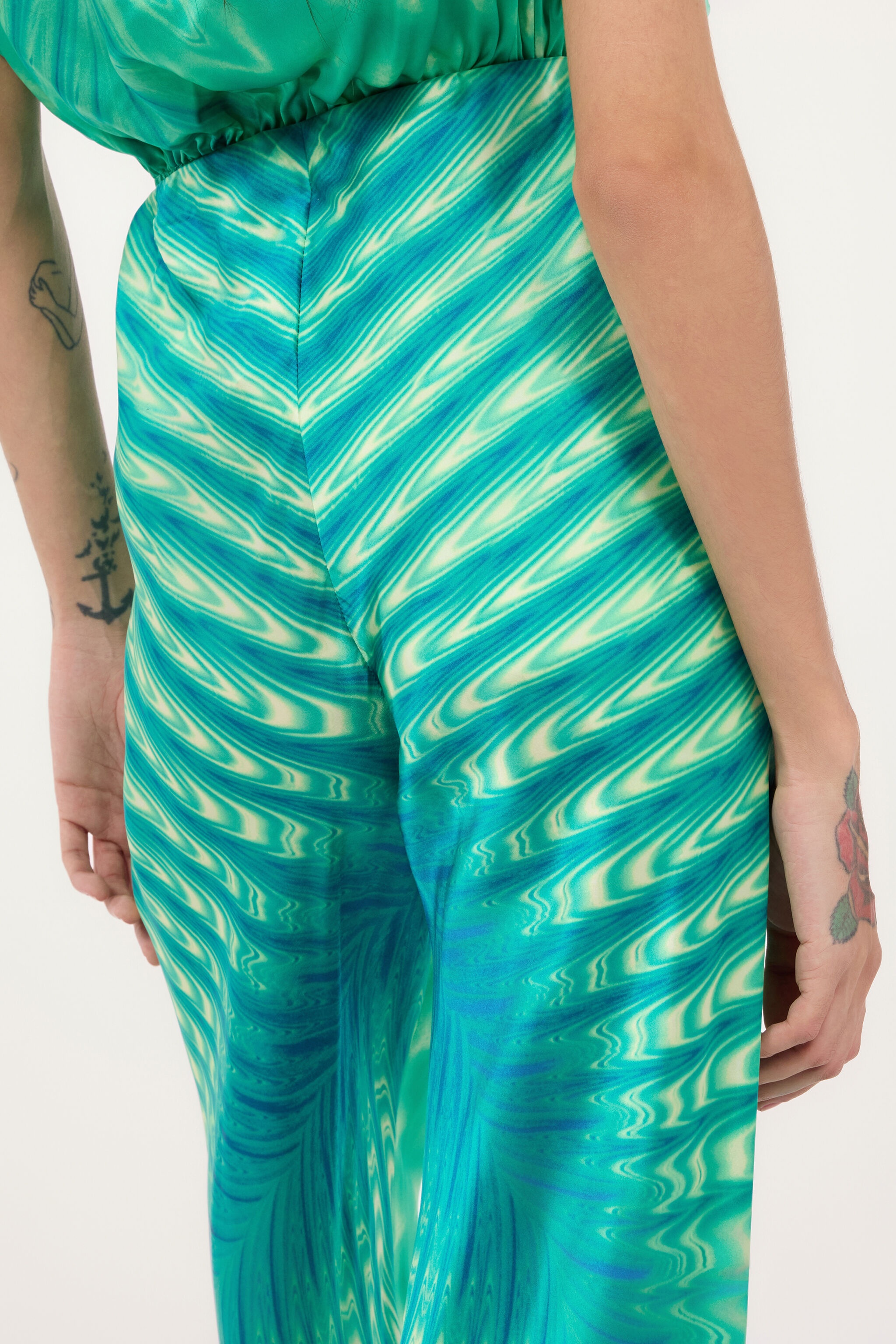 Optical Glass-Print Silk Pants - 7