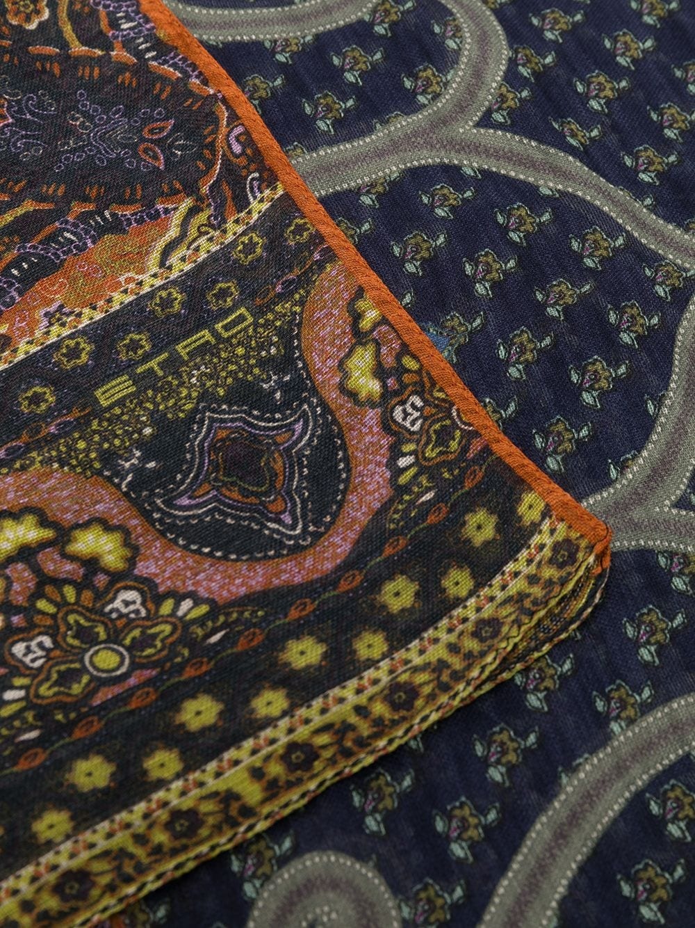 paisley-print linen-blend scarf - 3