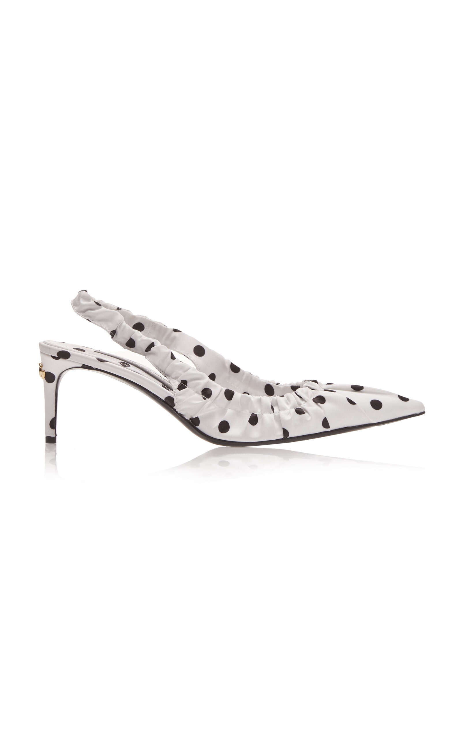 Polka-Dot Satin Slingback Pumps white - 1