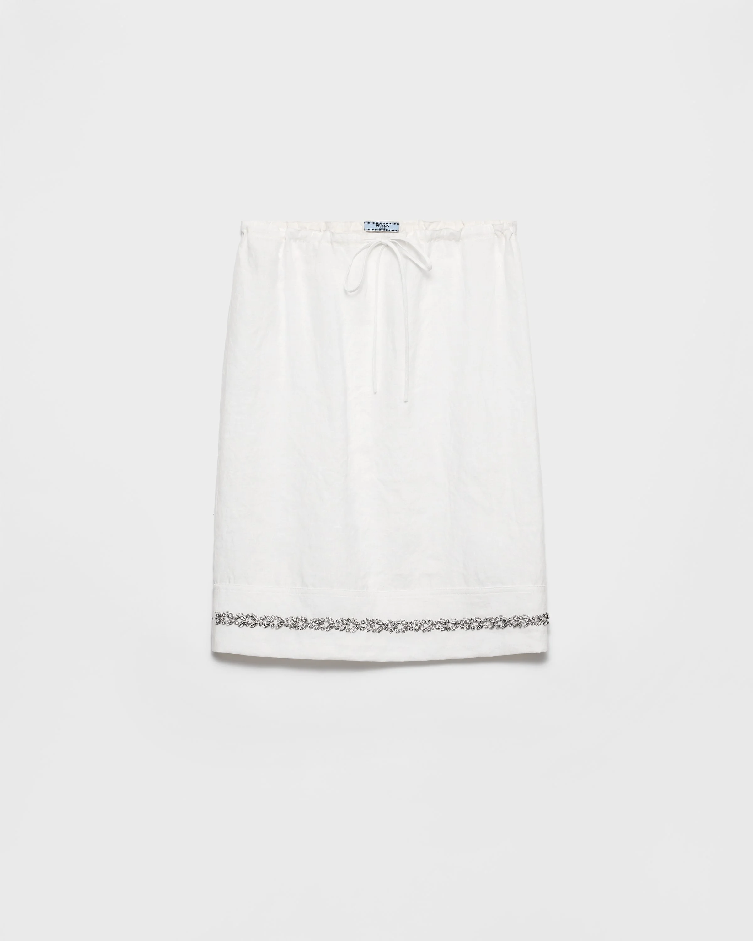 Embroidered slubbed fabric skirt - 1