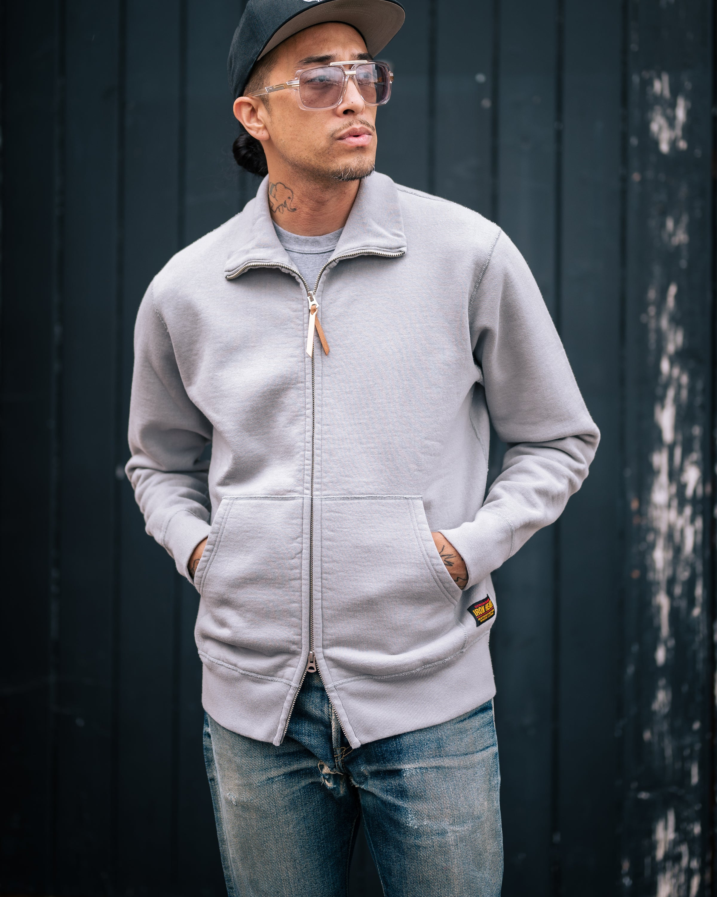 IHSW-11-GRY 14oz Ultra Heavyweight Loopwheel Cotton Zip Up Sweater - Grey - 4