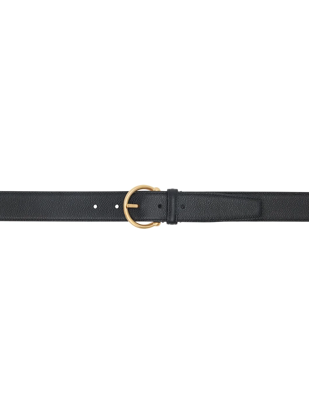 Black Pebble Grain Round Buckle Belt - 1