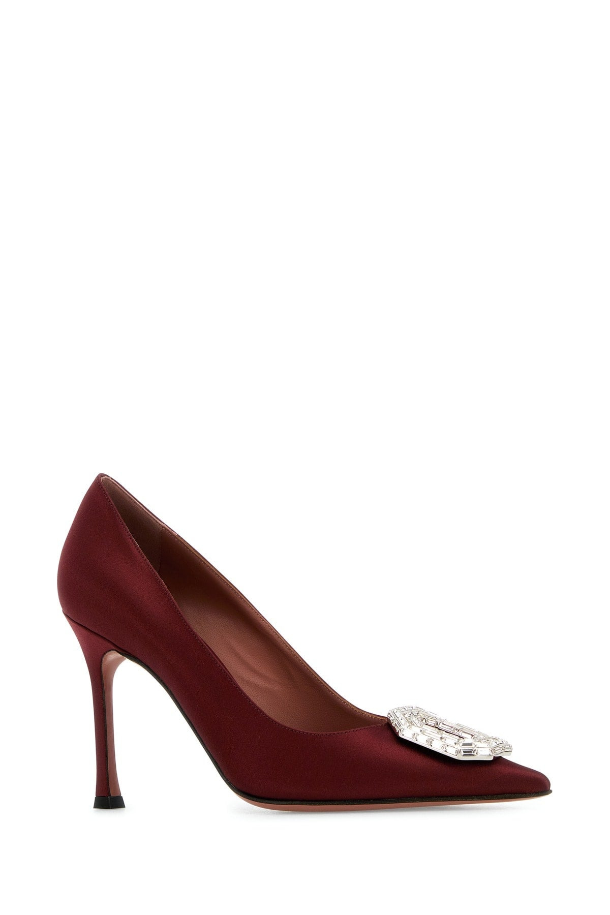 Amina Muaddi Women Camelia Pump 90 Satin Wine  White B - 2