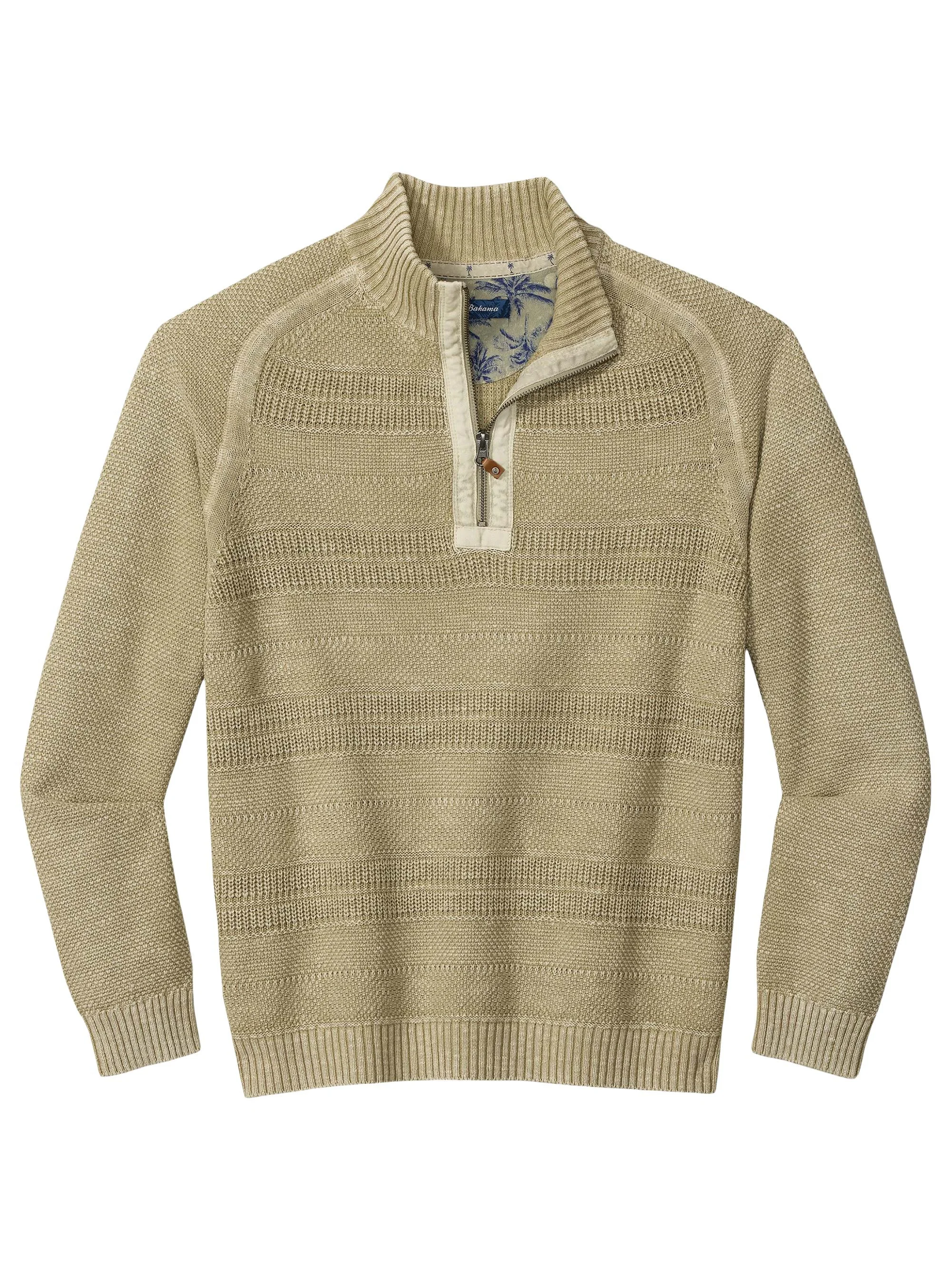 Men's Saltwater Textured Quarter-Zip Sweater - Abbey Stone - 1