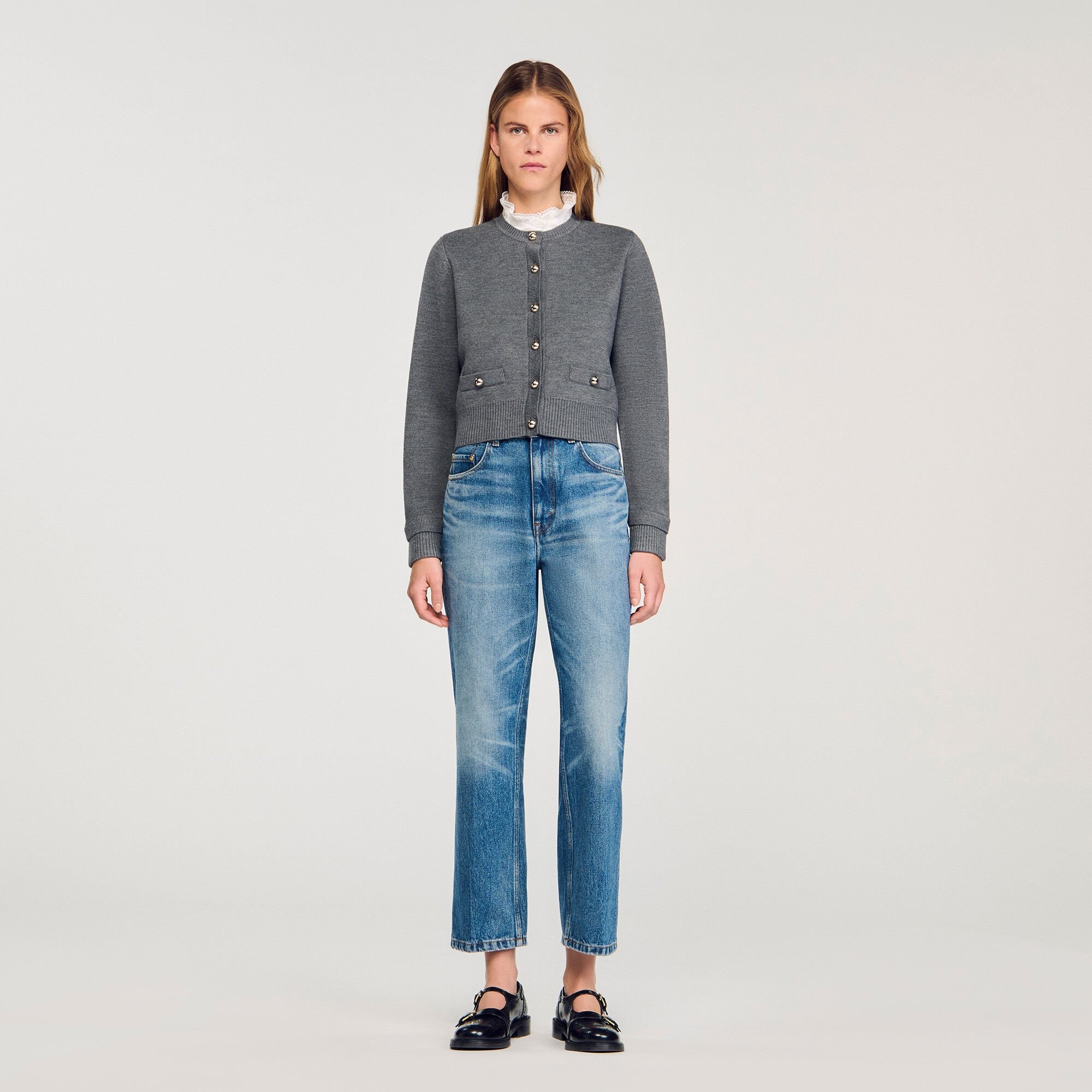 CARDIGAN WITH RUFFLE COLLAR - 2