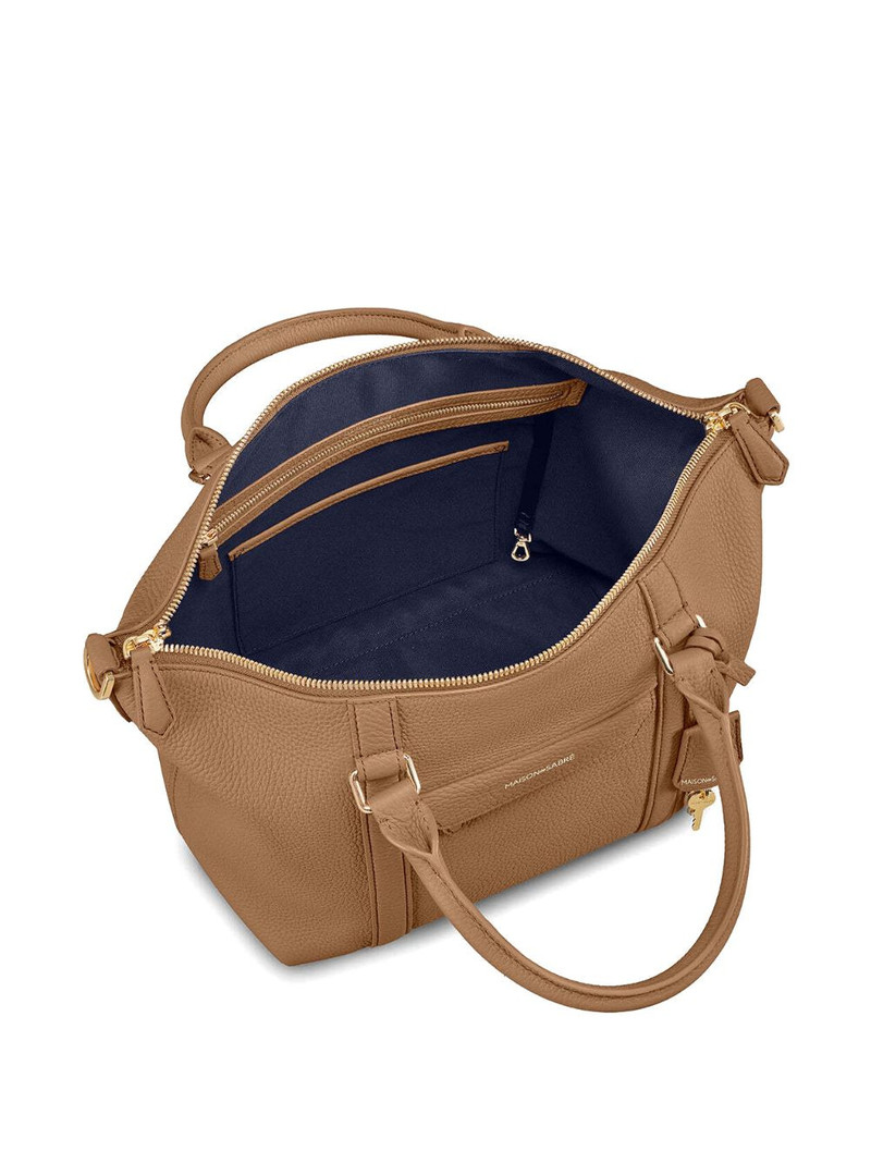 Weekender full-grain lock leather tote bag 6