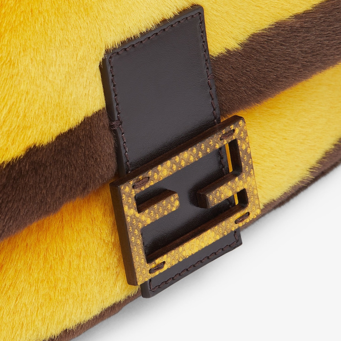 Re-Edition bag in yellow and dark brown sheepskin - 5