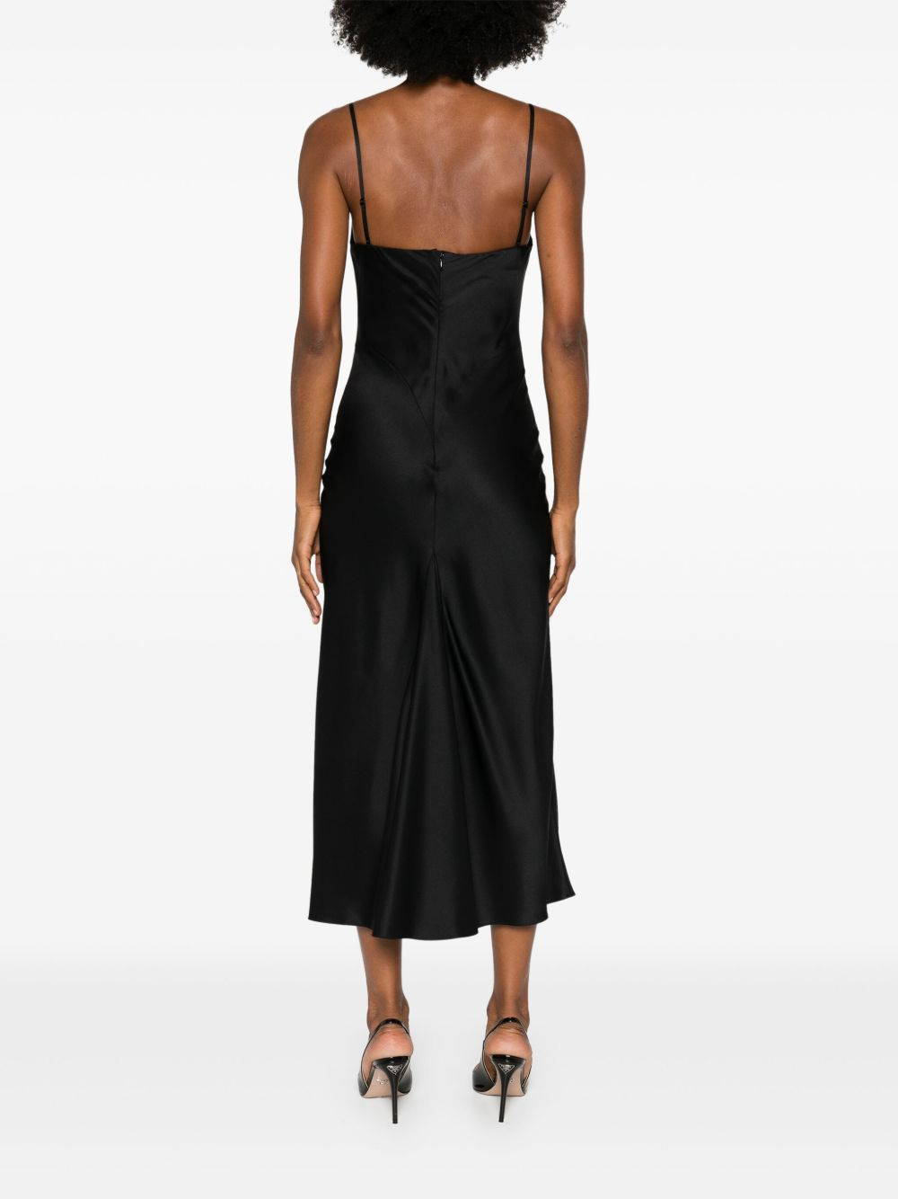 drape-neck midi dress - 4