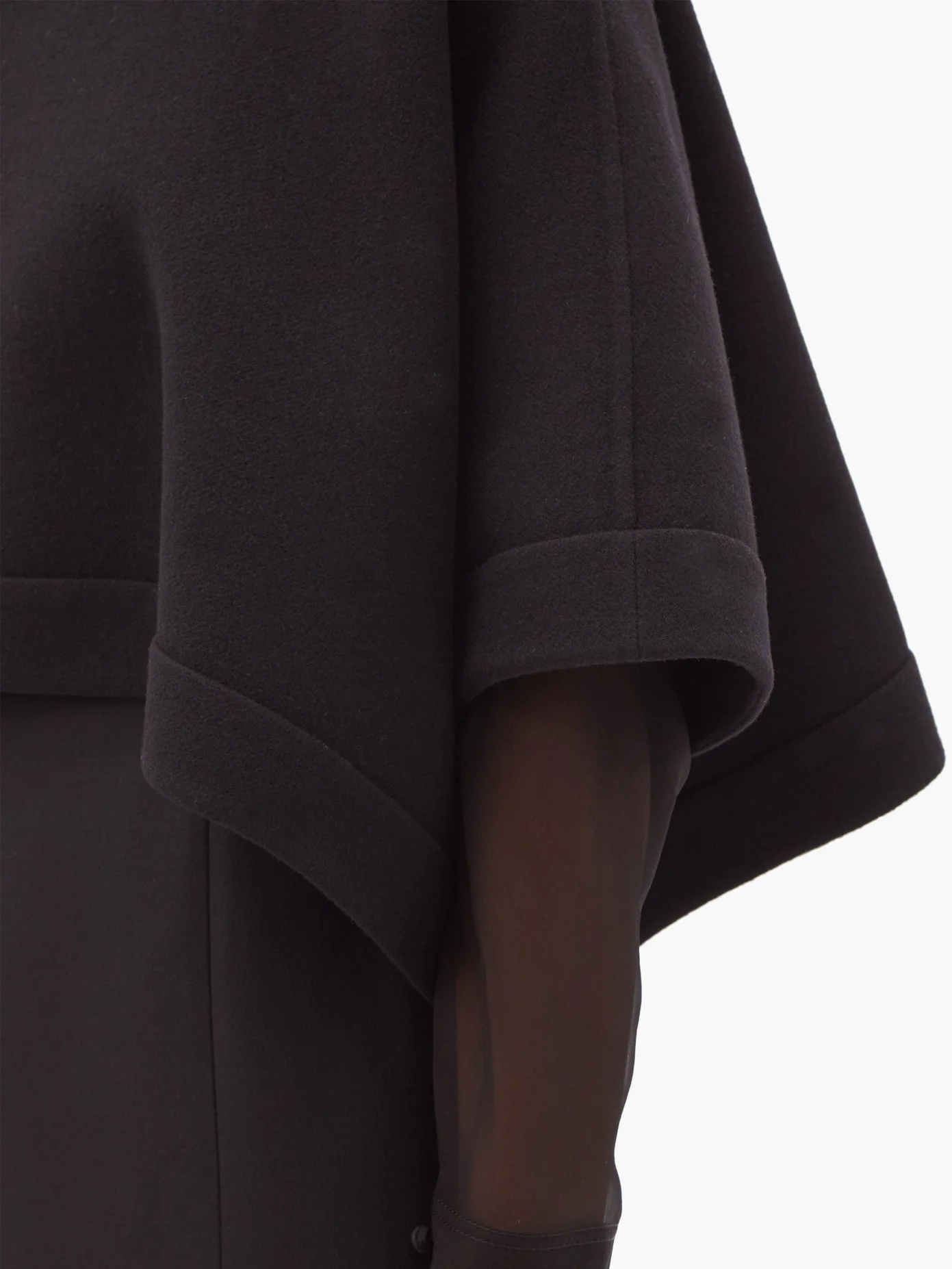 Boat-neck wool cape - 3