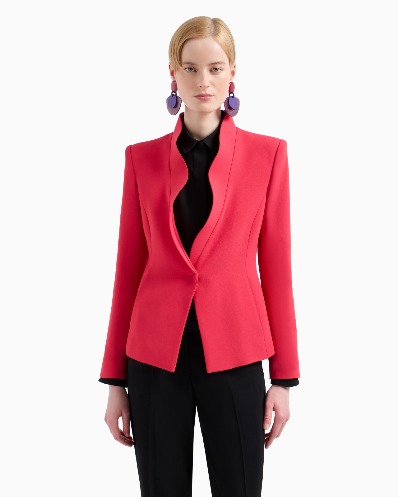 Crêpe cady jacket with ruffle-effect contoured edges - 2