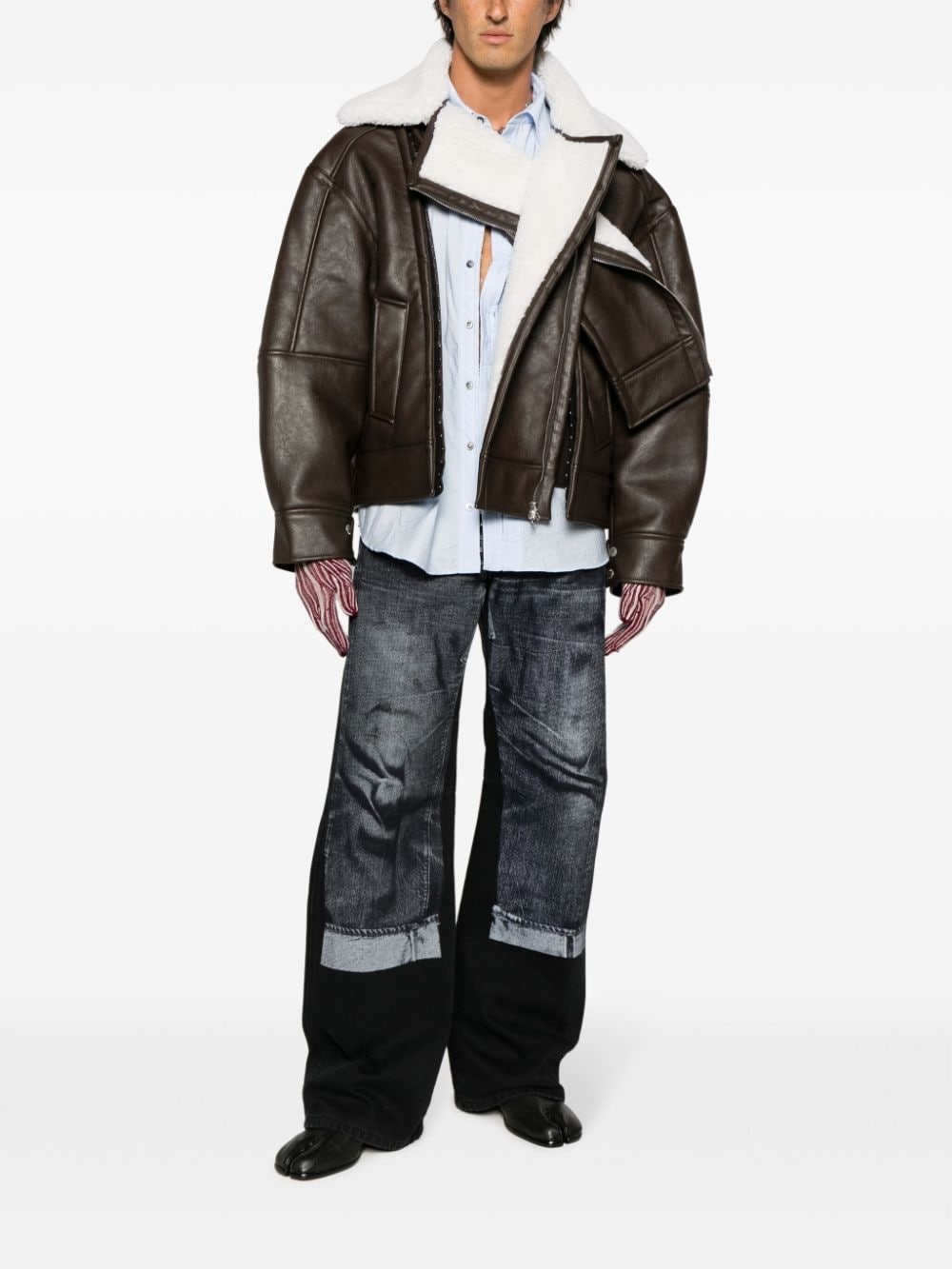 faux-shearling biker jacket - 2
