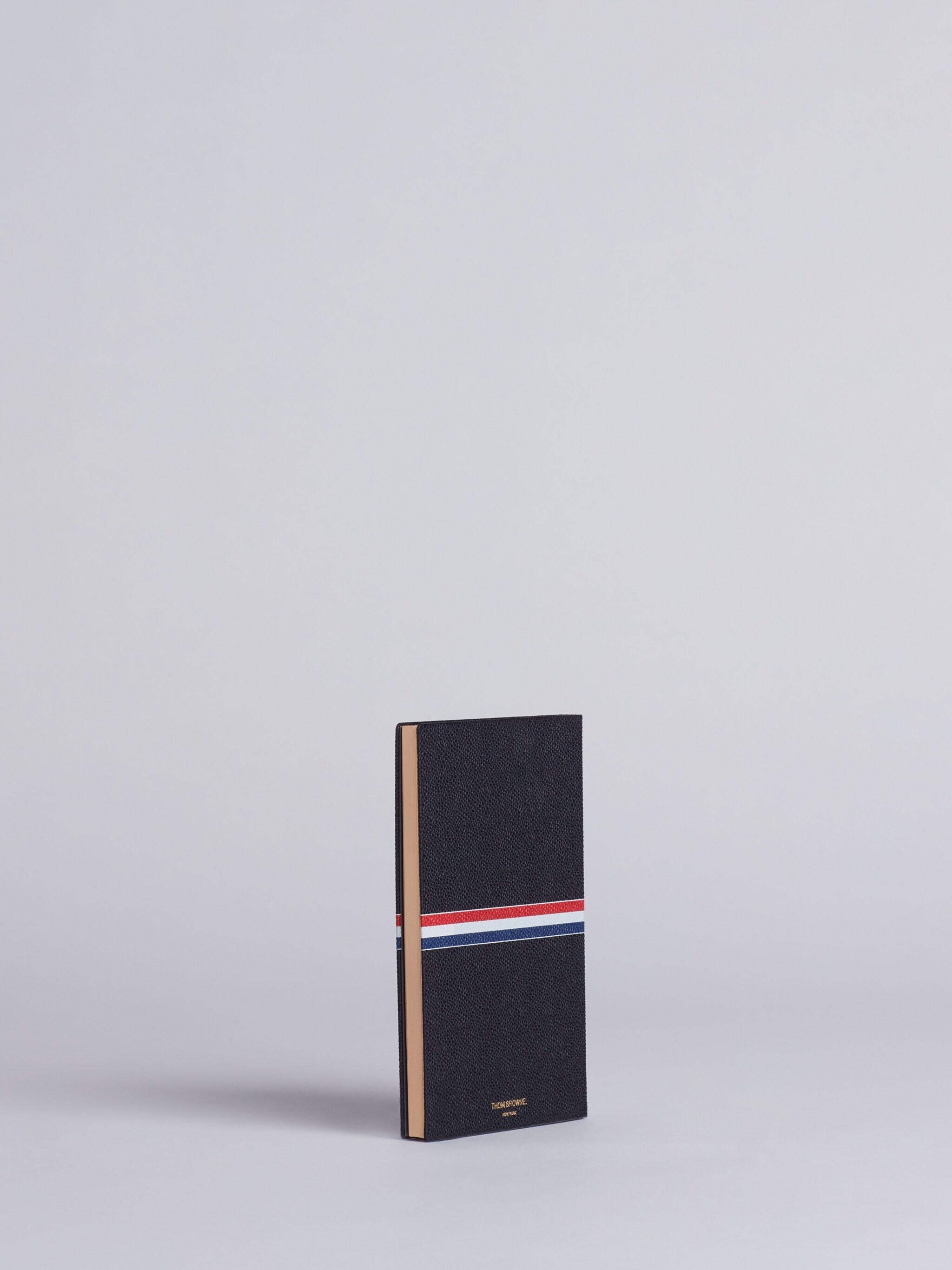 Large Notebook With Red, White And Blue Grosgrain In Black Pebble Grain - 2